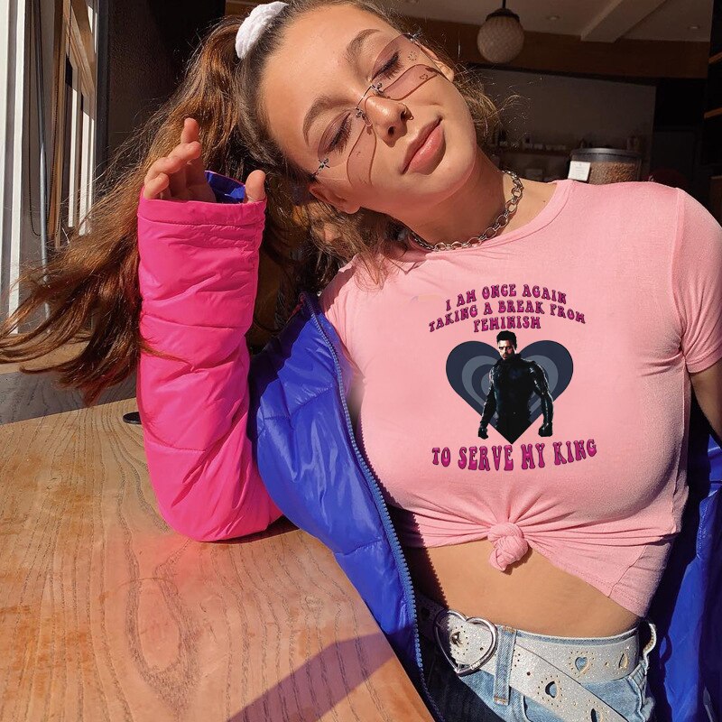 Bucky's Girl Shirt Retro Style Crop Baby Tee Cool Bucky Barnes T-shirt Y2k Barnes 1917 Sebastian Stan Graphic Tee Fans Gift