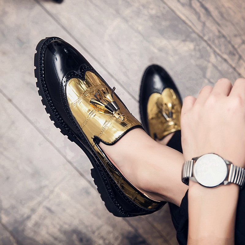 New Tassel Casual Loafers Men Leather Shoes Fashion Wedding Party Shoes Luxury Men Designer Business Flats Shoes Plus Size 38-47