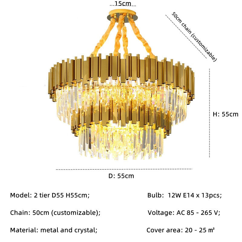 Modern Luxury Shiny Gold E14 Led Pendant Lights Dining Room Lustre Crystal Led Droplight Indoor Lighting Suspend Lamp Fixtures