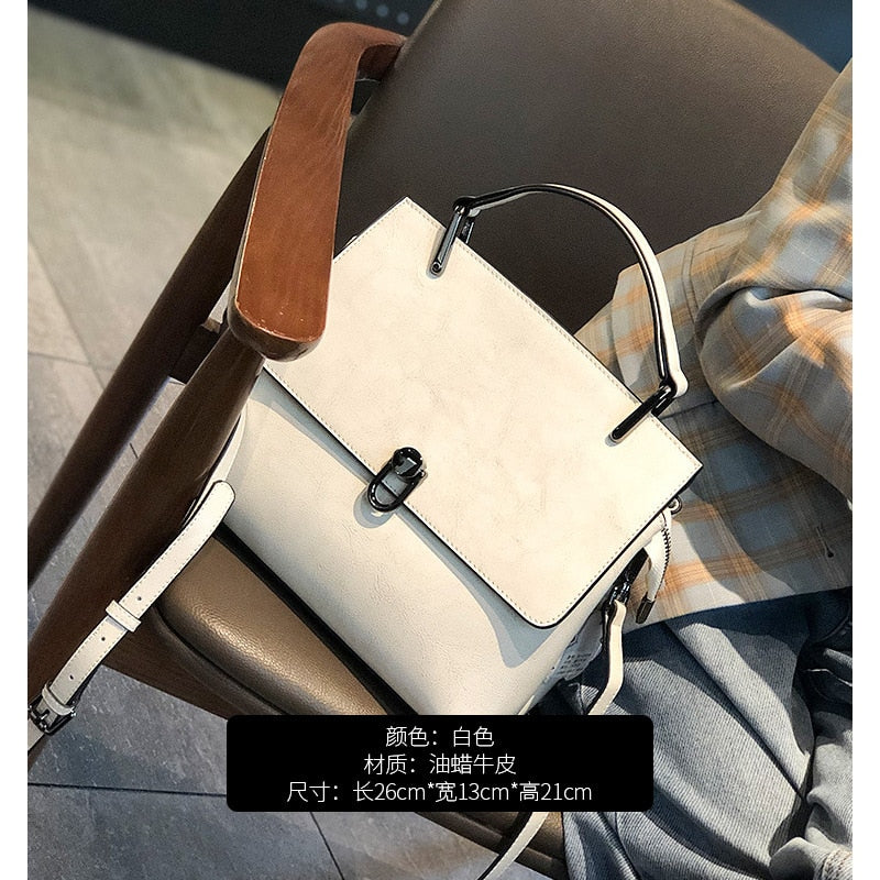 Women's Cowhide Leather Bags 2022 New Fashion One-shoulder Handbags Ladies Classic Satchels Large Capacity Messenger Versatile