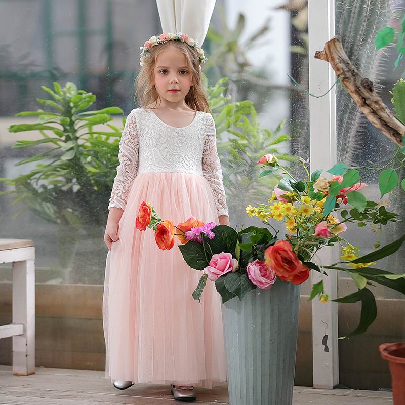 Princess Dress for Girls Ankle Length Wedding Party Dress Eyelash Back White Lace Beach Dress Children Clothing E15177 - https://www.luxenorstore.com
