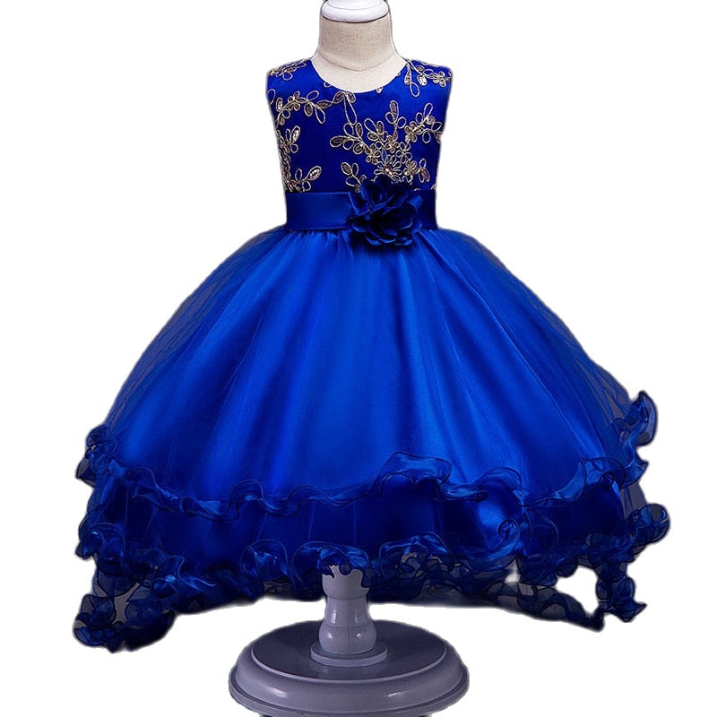 Girls Princess Embroidery Baby Flower Wedding Christmas Party Tutu Dress Teenager Children Kids Elegant Vestidos for 3-15Years - https://www.luxenorstore.com