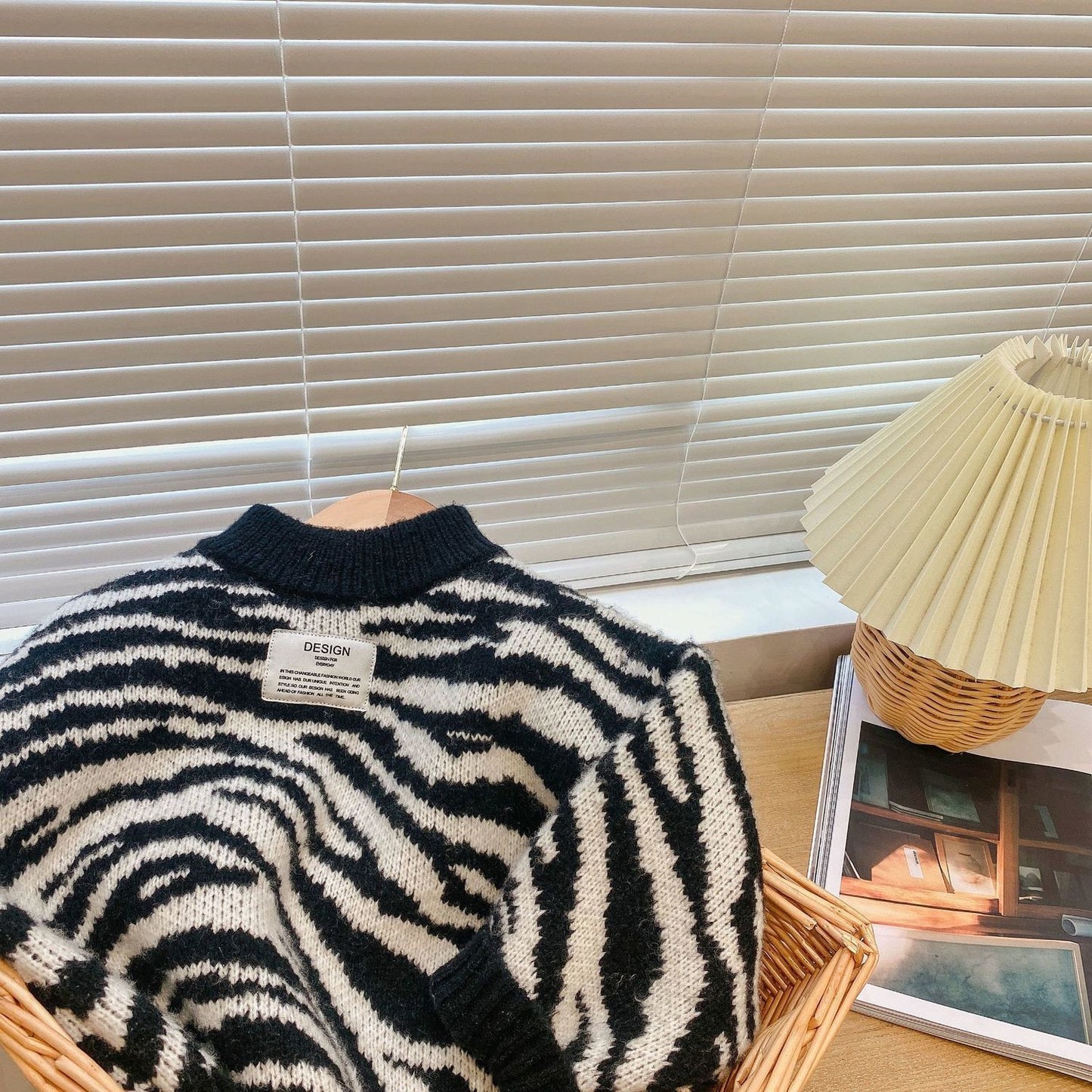 2022 Autumn Girls Boys Casual Zebra Sweaters Baby Kids Children Knitting Cardigan