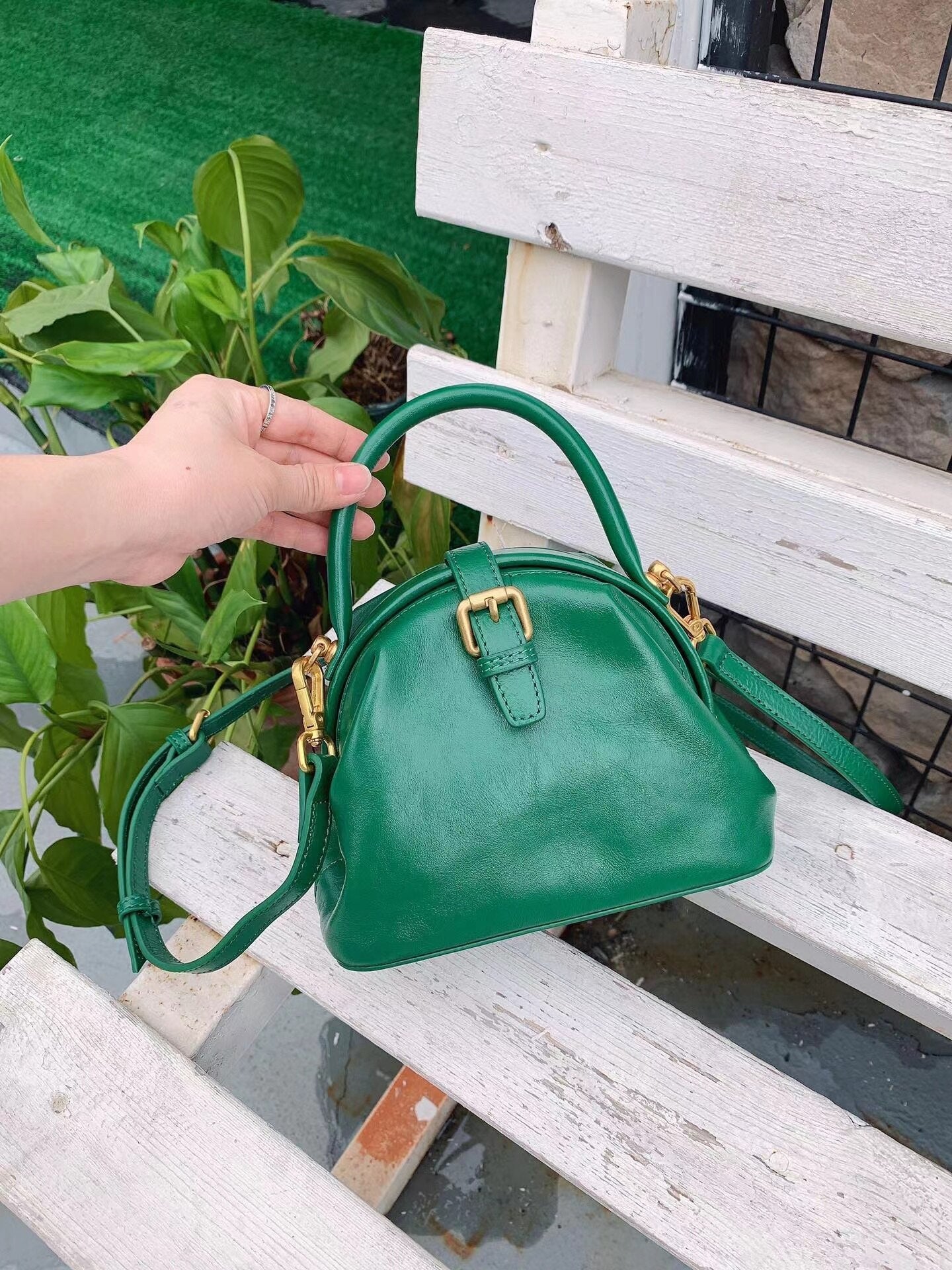 ANGENGRUI New Leather Women's Bag Vintage Magnetic Clasp Handbag Cowhide One Shoulder Messenger Bag