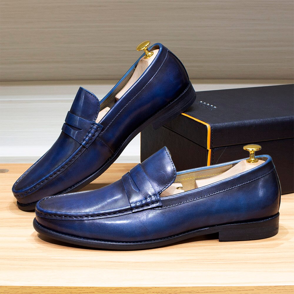 Luxury Men's Penny Loafers Genuine Leather Male Casual Office Business Dress Shoes for Men Fashion Party Wedding Formal Footwear