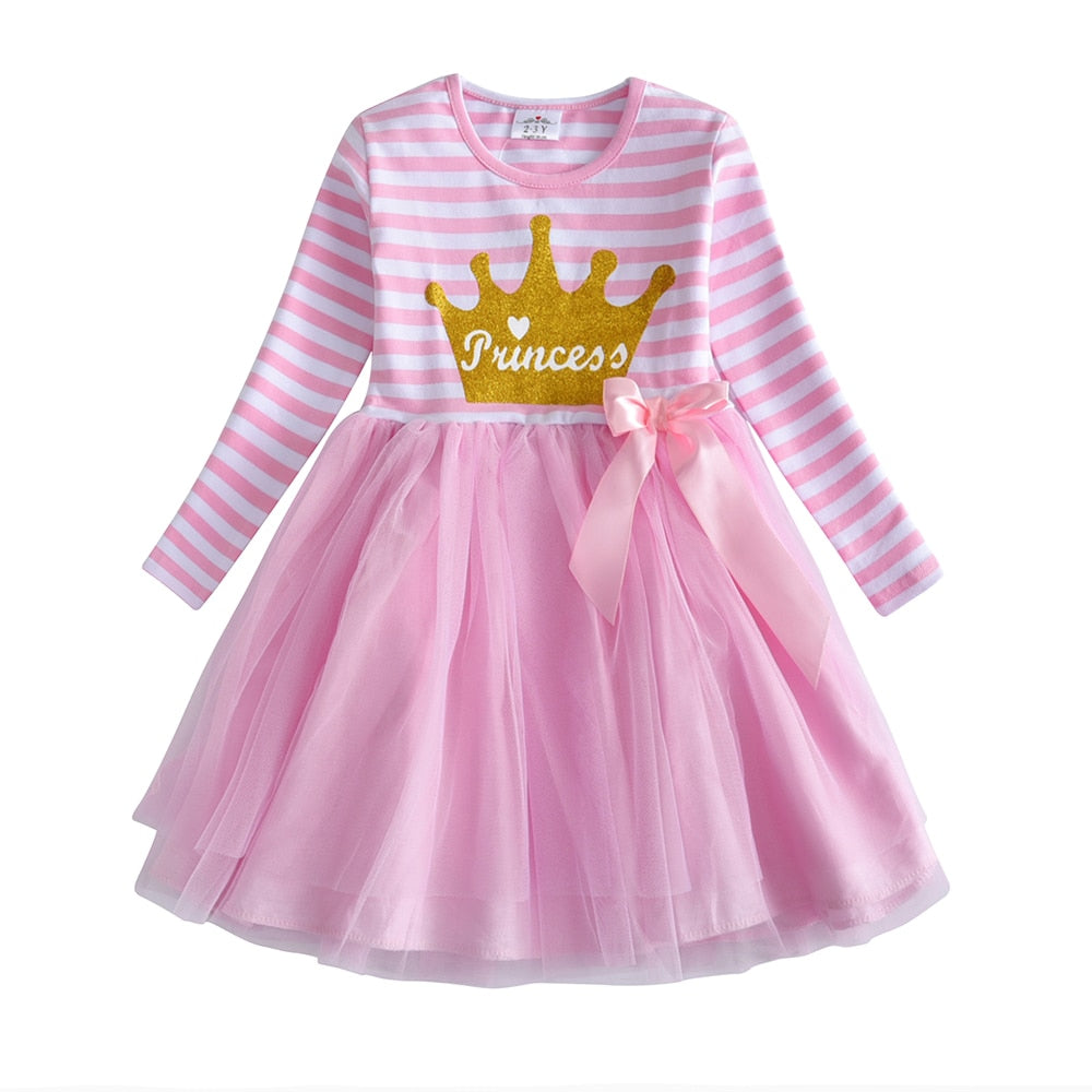 VIKITA Kids Tutu Dress for Girls Long Sleeve Party Prom Vestidos Toddlers Mermaid Unicorn Dresses Kids Princess Autumn Dress