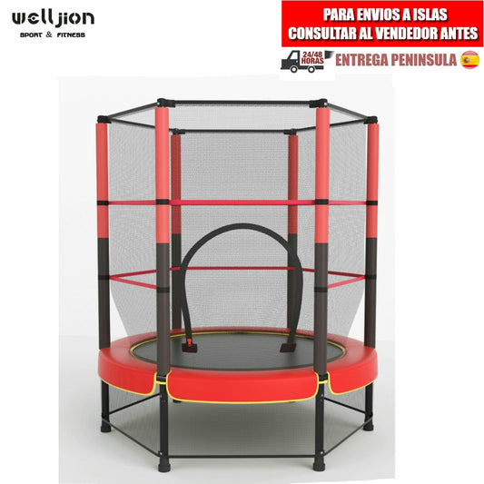 CHILDREN'S TRAMPOLINE FOR KIDS, WITH PROTECTIVE NET, DOOR WITH ZIPPER, 140 CM, FREE SHIPPING